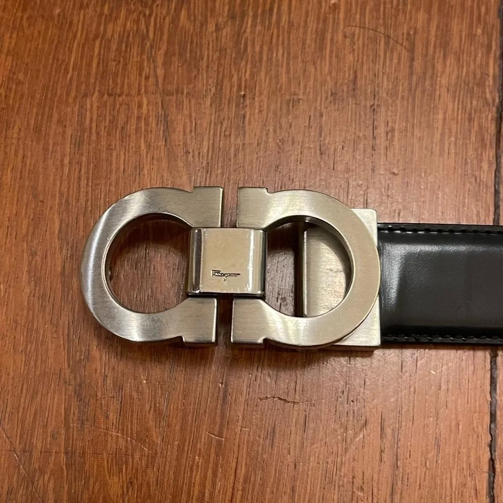 Salvatore Ferragamo Vintage Men’s belt reversible black brown leather buckle